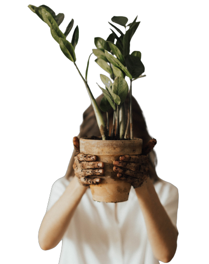 woman holding a pot